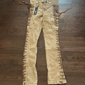 Brown side lace up jeans